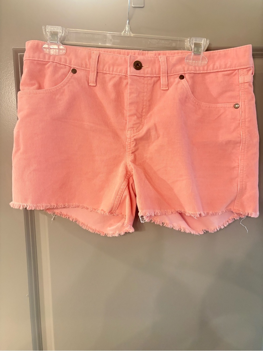 Carve Designs Light Pink Frayed-Hem Jean Shorts